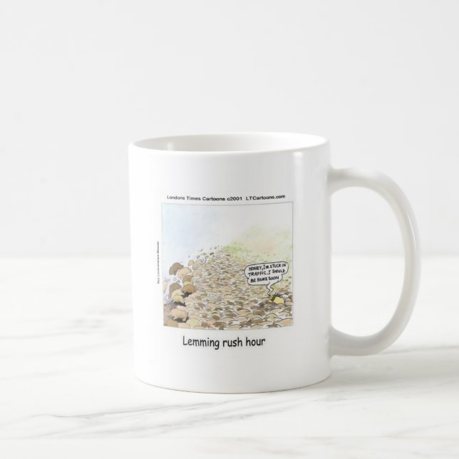Lemmings Rush Hour Funny Coffee Mug (Right)