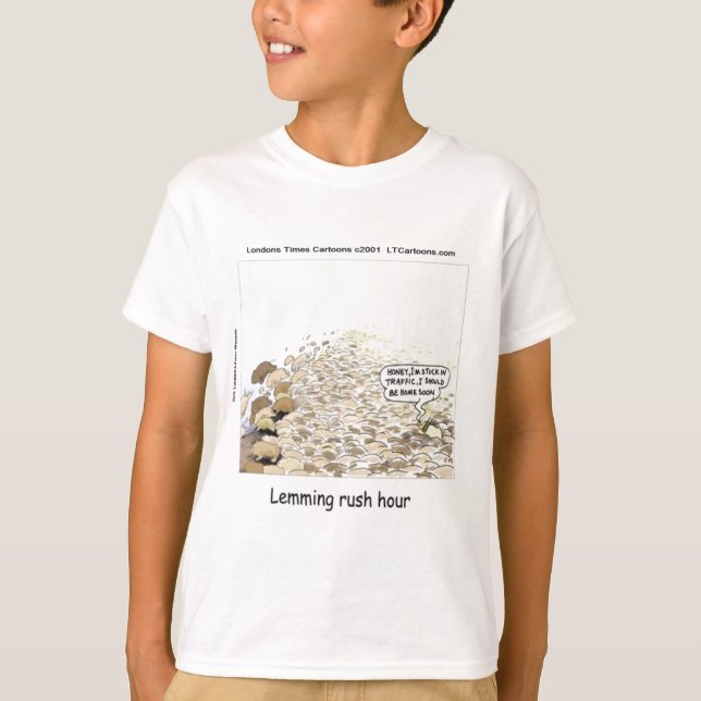 Lemmings Rush Hour Funny T-Shirt (Front)