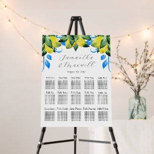 Lemmon Wedding Seating Chart Elegant Blue & Yellow Foam Board