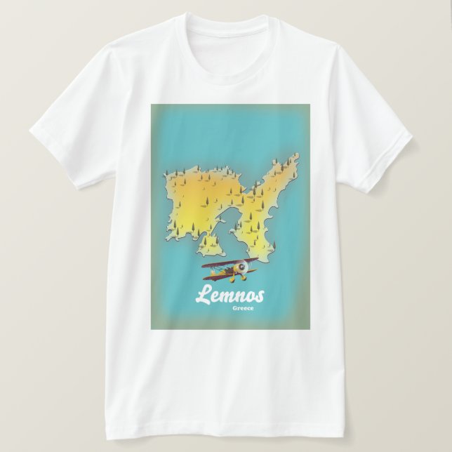 Lemnos greece retro map T-Shirt (Design Front)