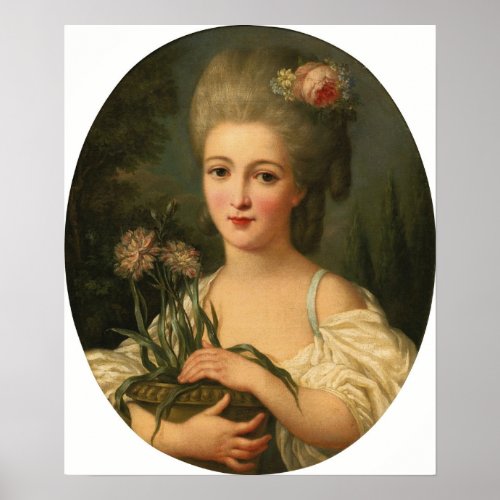 Lemoine _ Portrait Of A Girl Holding A Flower Pot Poster