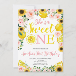 Lemon 1st Birthday, Citrus Party Girl 1st Birthday Invitation