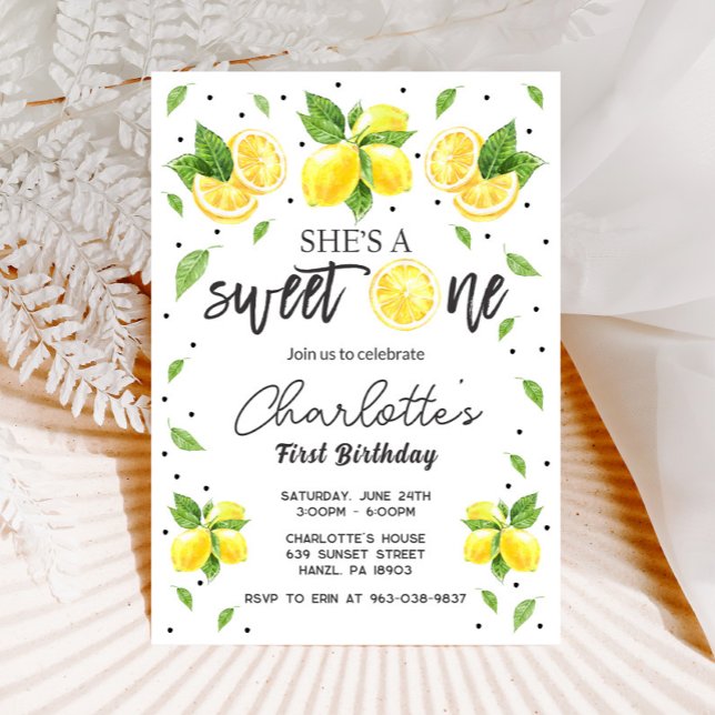 Lemon 1st Birthday Invitation | Citrus Party Card (Creator Uploaded)