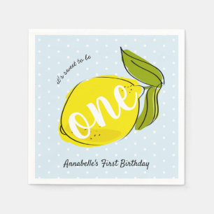 Lemon 1st Birthday Light Blue Paper Napkins