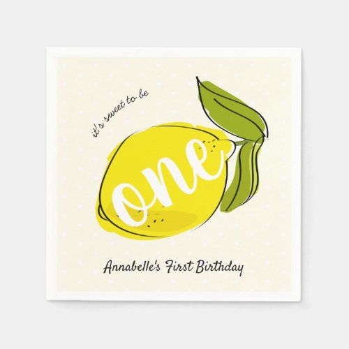 Lemon 1st Birthday Light Yellow Paper Napkins