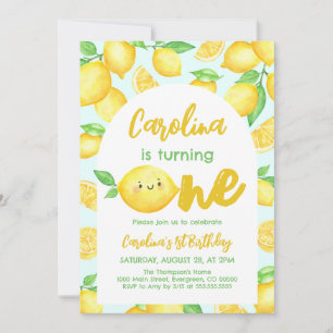 Lemon 1st Birthday Party Girl Photo Invitation