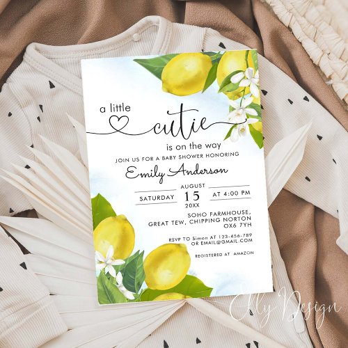 Lemon A Little Cutie Is On The Way Baby Shower Invitation