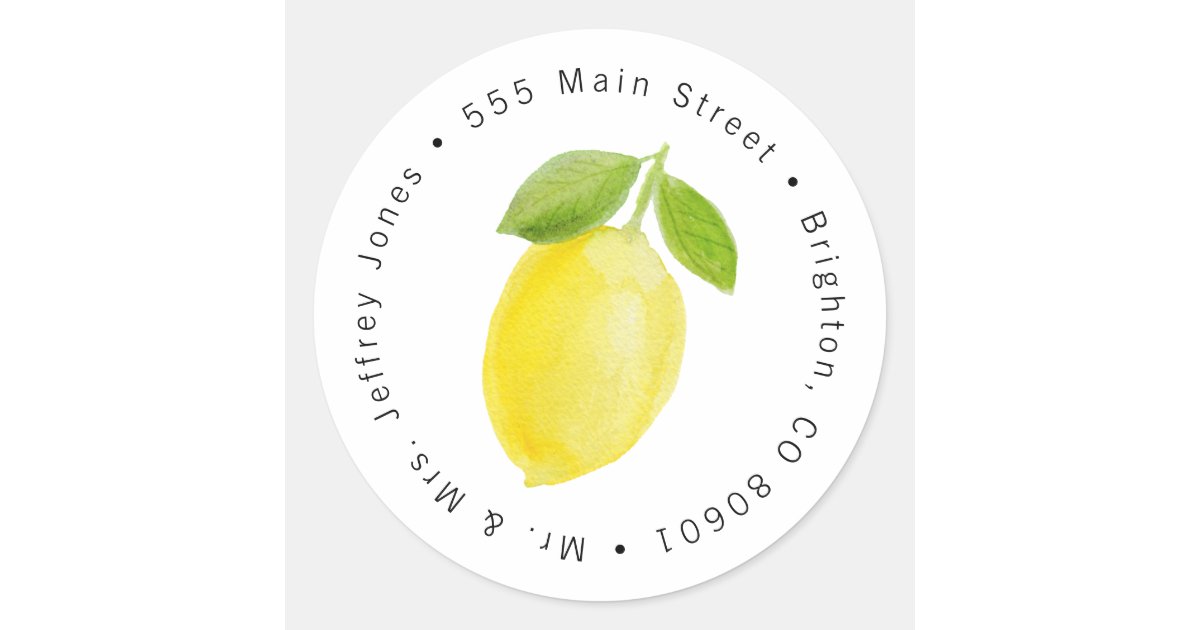 Lemon Address Label Sticker Zazzle