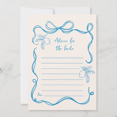 Lemon Advice For The Bride Bridal Shower Card