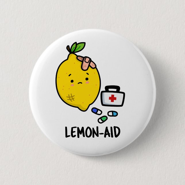 Lemon-aid Funny First Aid Lemon Pun  Button (Front)