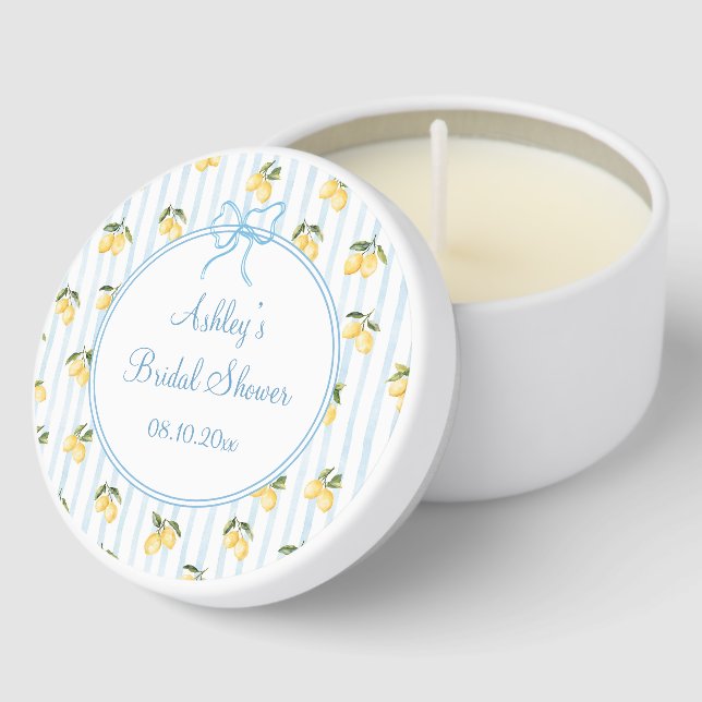  Lemon Amalfi Blue Bow  Mini Candle Favors (Corner)