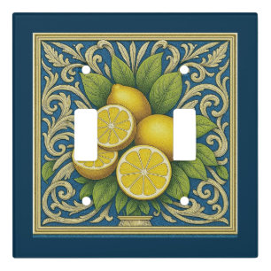 Lemon Amalfi Blue Mediterranean Art Nouveau Light Switch Cover