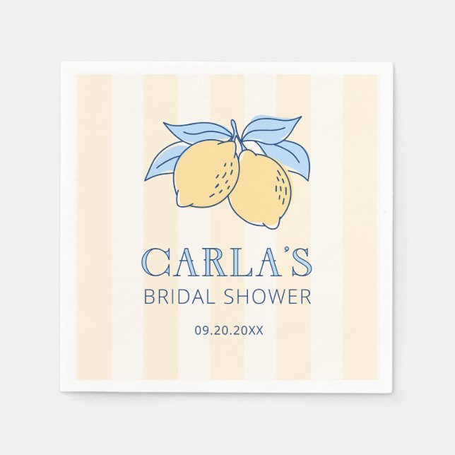 Lemon Amalfi Bridal Shower Napkins (Front)