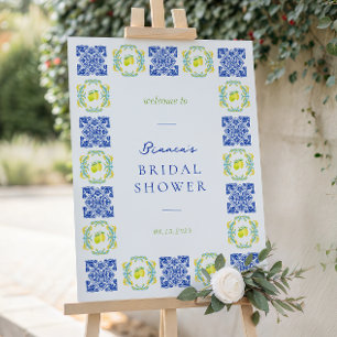 Lemon Amalfi Coast Tile Bridal Shower Welcome Sign