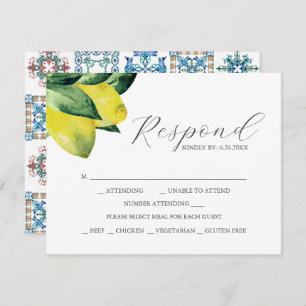 Lemon Amalfi Tile RSVP Cards with Meal Choice