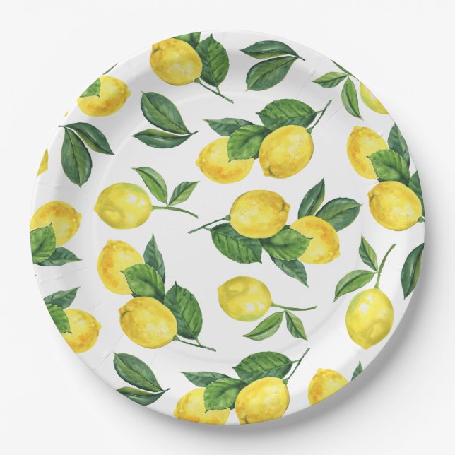 Lemon Amalfi Wedding | Outdoor Italian Citrus Paper Plates (Front)