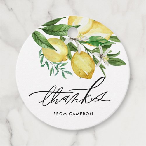 Lemon and Blossoms Summer Baby Shower Thank You Favor Tags