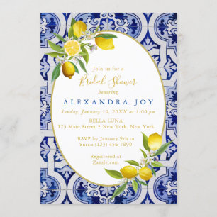 Lemon and Blue Spanish Tile Invitation