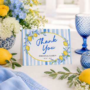 Lemon and Blue Striped Thank You  Card