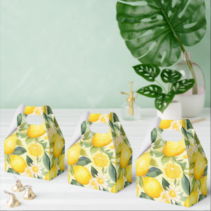 Lemon and Daisy Watercolor Pattern Favor Boxes