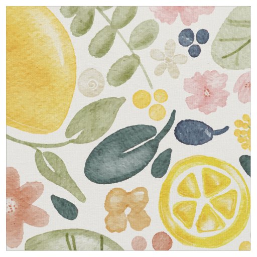 Lemon and floral botanical fabric