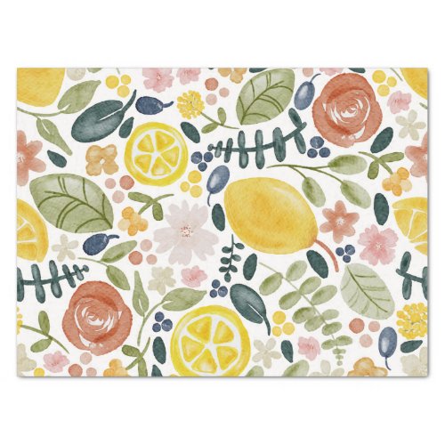 Lemon and floral botanical tissue paper