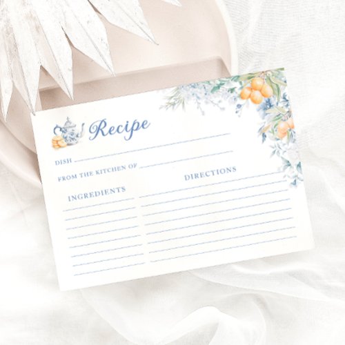 Lemon and Floral Bridal Shower Recipe Card