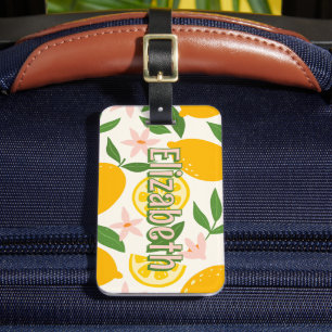 Lemon and Flower Girl Personalized School Bag Tag