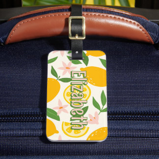 Lemon and Flower Girl Personalized School Bag Tag