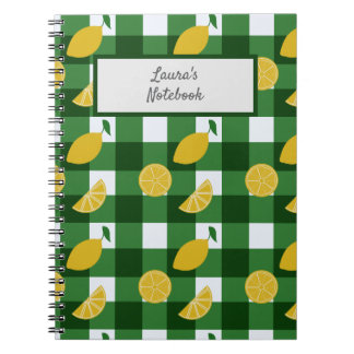 Lemon and green gingham notebook
