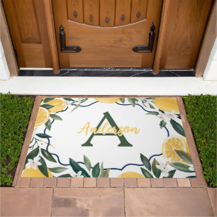 Lemon and Green Monogram Doormat