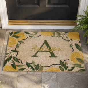 Lemon and Green Monogram Fiber Doormat