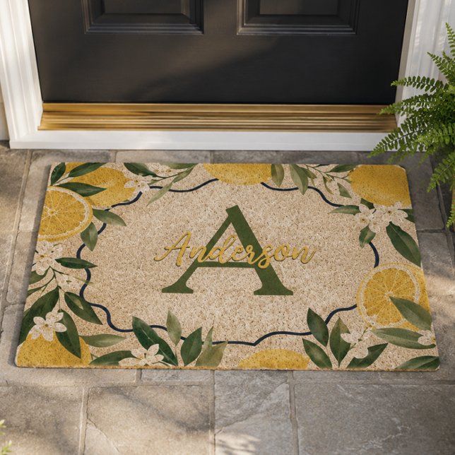 Lemon and Green Monogram Fiber Doormat (Creator Uploaded)