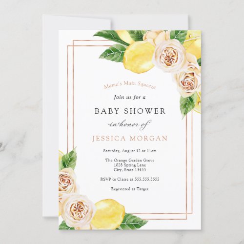 Lemon and Greenery Baby Shower Invitation