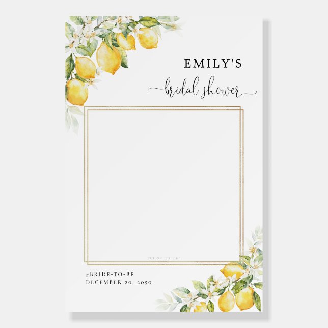 Lemon and Greenery Bridal Shower Photo Prop Foam Board (Front)