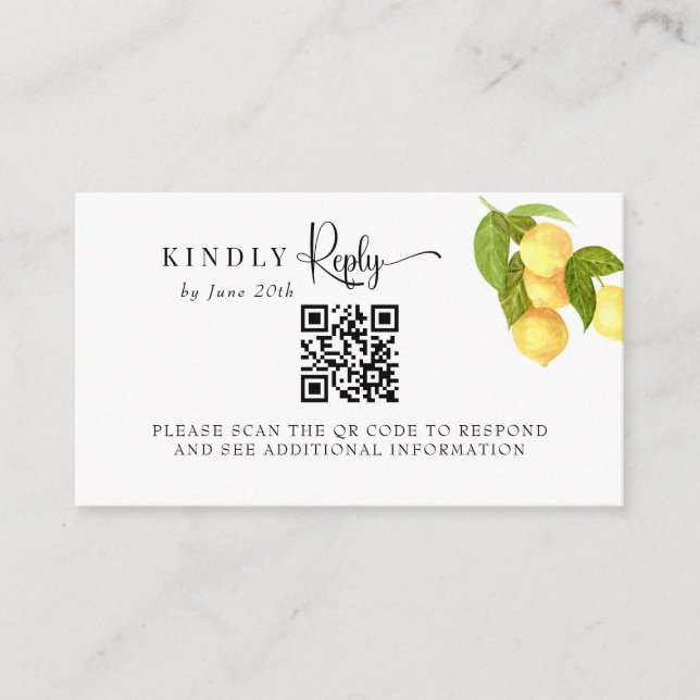 Lemon and Greenery | RSVP Enclosure Card (Front)
