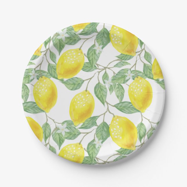 Lemon and Leaf Main Squeeze Bridal Shower Paper Plates (Front)