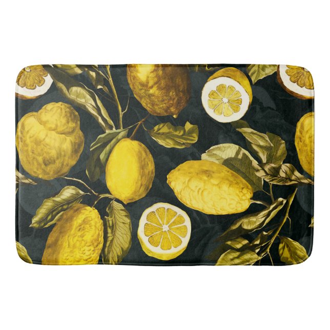 Lemon and Leaf Pattern V Bath Mat (Front)