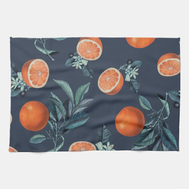 Lemon and Leaf Pattern VI Kitchen Towel (Horizontal)