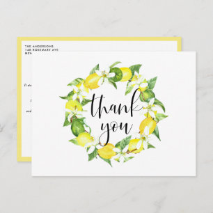 Lemon and Lemon Blossoms Wreath Summer Thank You Postcard
