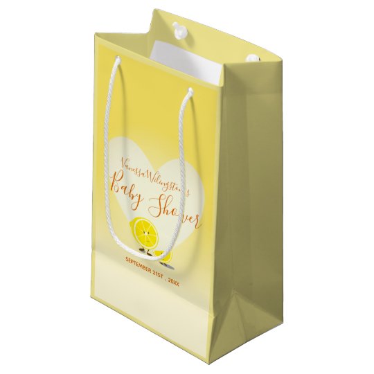 Lemon And Slice Baby Shower Heart Yellow Small Gift Bag Lemon And Slice Baby Shower Heart Yellow Small Gift Bag