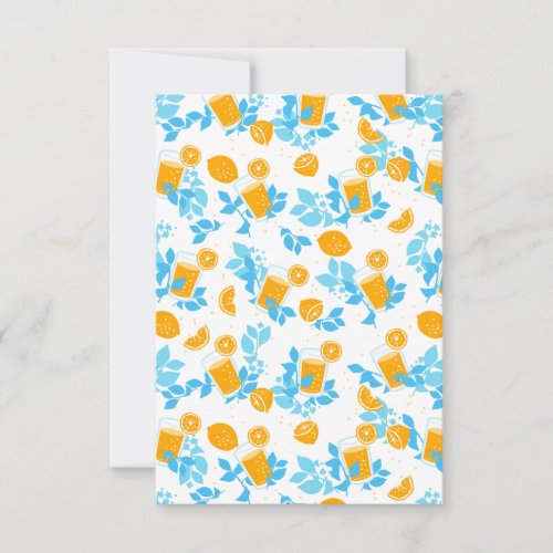 Lemon and Lemonade Blue Floral Pattern RSVP Card