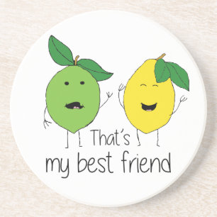 Lemon and Lime Best Friends BFF Drink Coaster