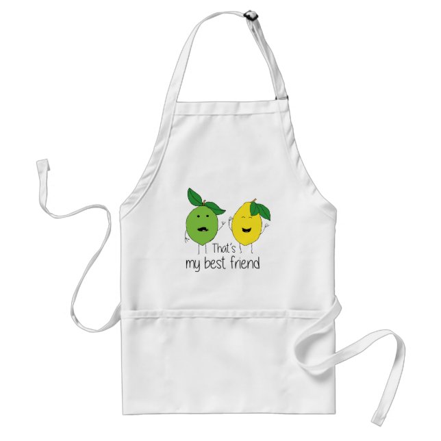 Lemon and Lime Best Friends BFF Lemon Art Besties Adult Apron (Front)