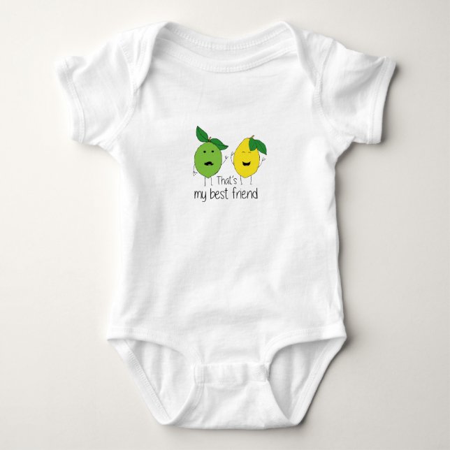 Lemon and Lime Best Friends BFF Lemon Art Besties Baby Bodysuit (Front)