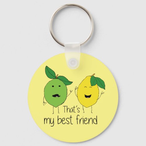 Lemon and Lime Best Friends BFF Lemon Art Besties Keychain