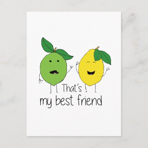 Lemon and Lime Best Friends BFF Lemon Art Besties Postcard