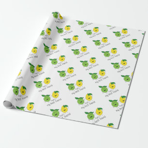 Lemon and Lime Best Friends BFF Lemon Art Besties Wrapping Paper