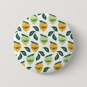 Lemon and Lime Citrus Cartoon Illustration Button