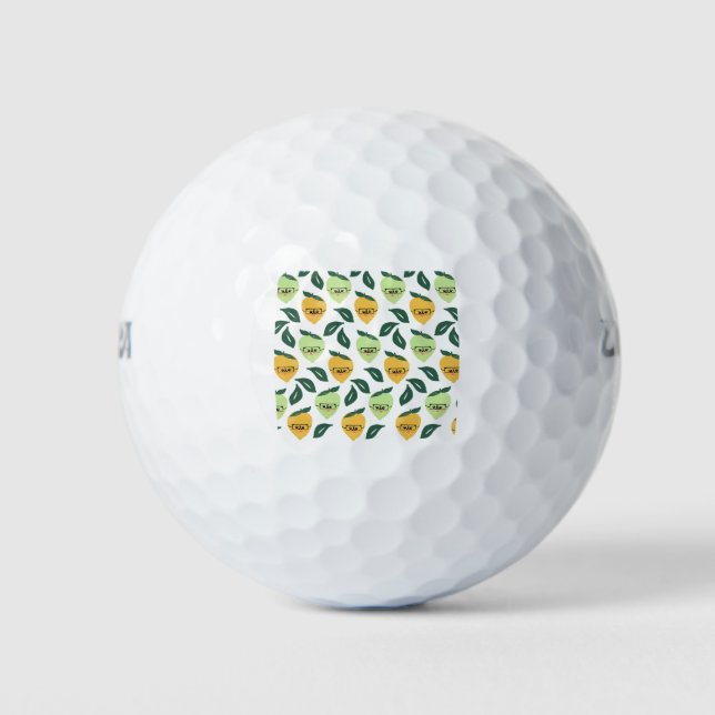 Lemon and Lime Citrus Cartoon Illustration Golf Balls (Front)